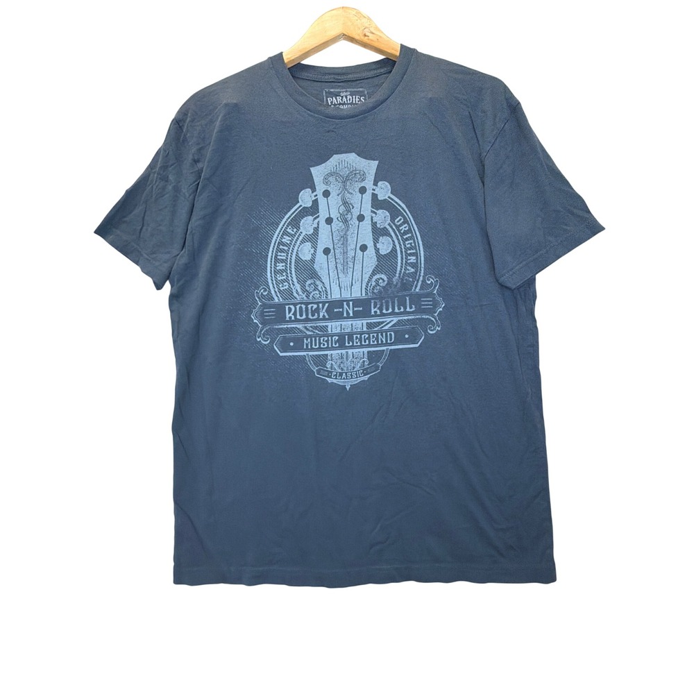 Paradies & Company Mens Rock-N-Roll Music Legend Graphic T-Shirt Blue Gray LG